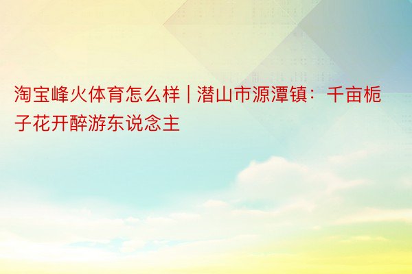 淘宝峰火体育怎么样 | 潜山市源潭镇：千亩栀子花开醉游东说念主